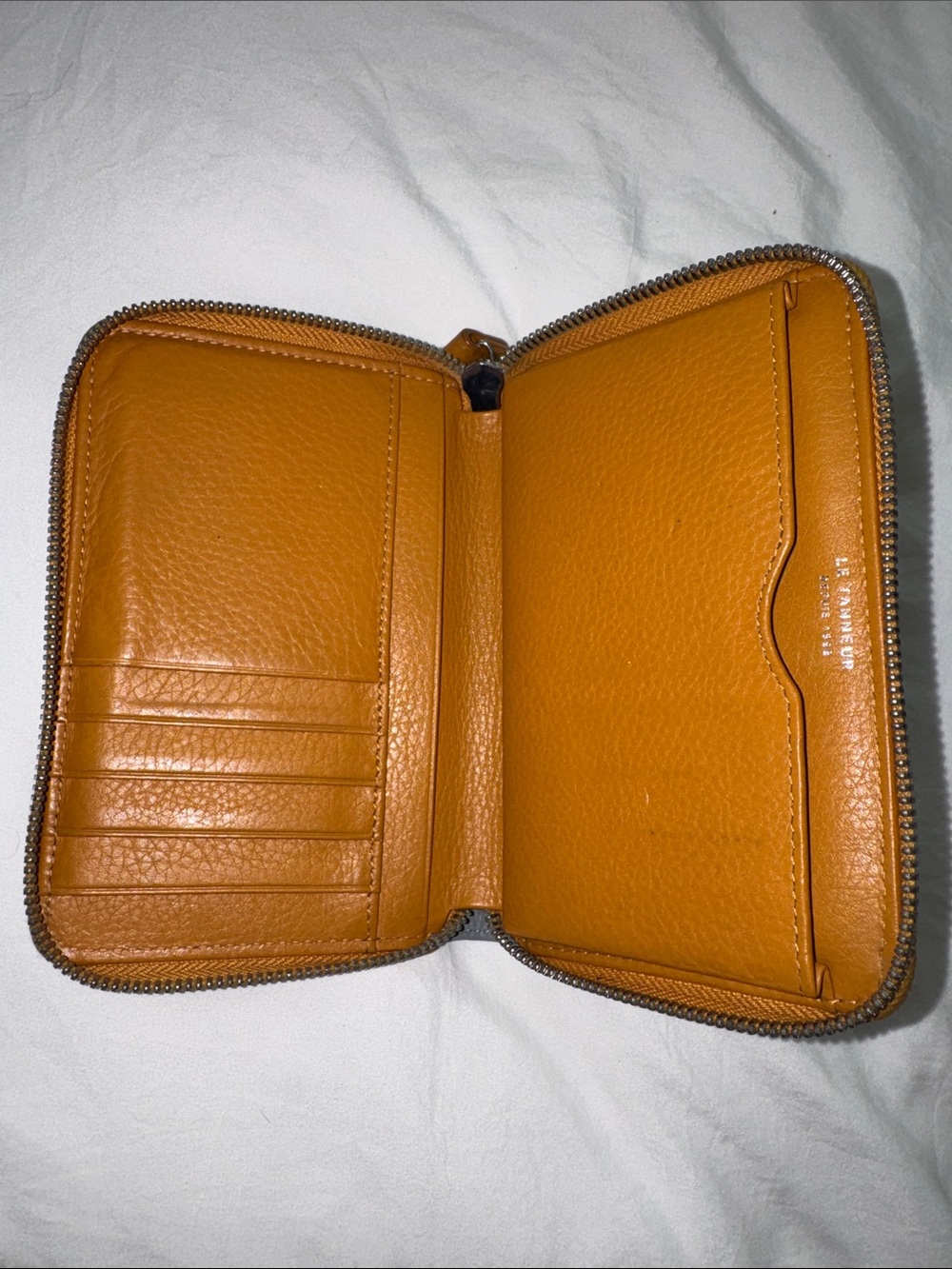 Leather Floral Zip Wallet - Brown/Blue - Picture 3 of 3